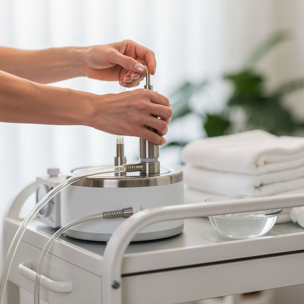 Mariposa Health/Colonics Santa Barbara professional colon hydrotherapy setup in a serene, clean treatment room